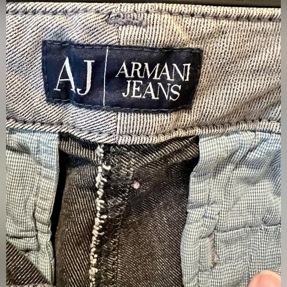 AJ Armani Jeans Gray Stretch Denim Skinny Cargo Pants Size 27 w/ Zipper Pockets - Picture 5 of 16